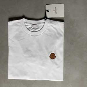 Moncler T-Shirt Wit (Bruine Logo)