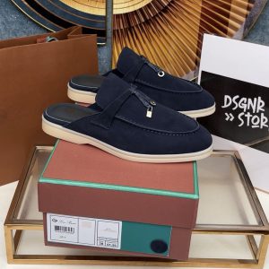 Loro Piana Babouche Loafers Navy