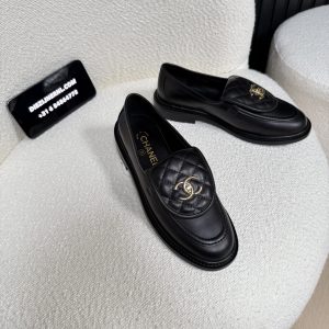 Chanel Leren Loafers Zwart