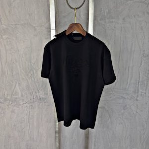 Prada Geborduurd T-Shirt Zwart